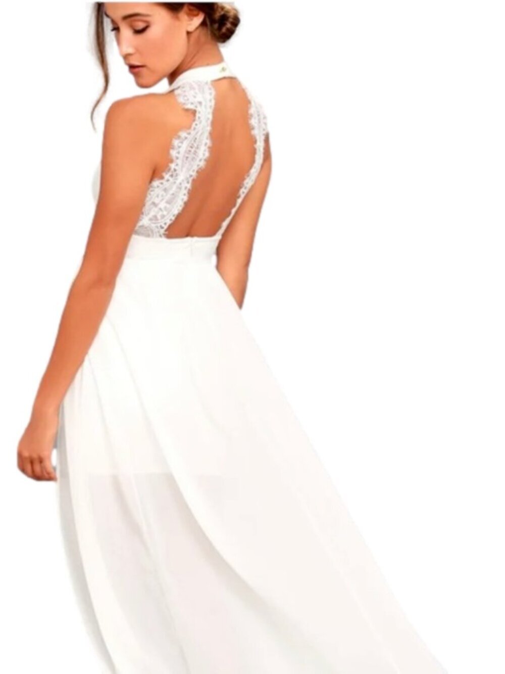 Lulus My Beloved White‎ Lace Maxi Dress XL